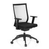 Svart Professionell kontorsstol ASPEN med nätrygg och femstjärnig fotkorsbas med hjul från hjh OFFICE – 360-gradersvy (snett framifrån 40°)