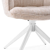 Beige strukturtyg och vit stjärnfot på Matstol Tavaro från hjh LIVING