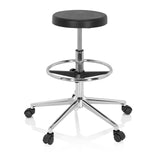 Svart Svängbar stol TOP WORK 14 I med fotring och femhjulig stjärnfot från hjh OFFICE – 360-gradersvy (snett framifrån 40°)