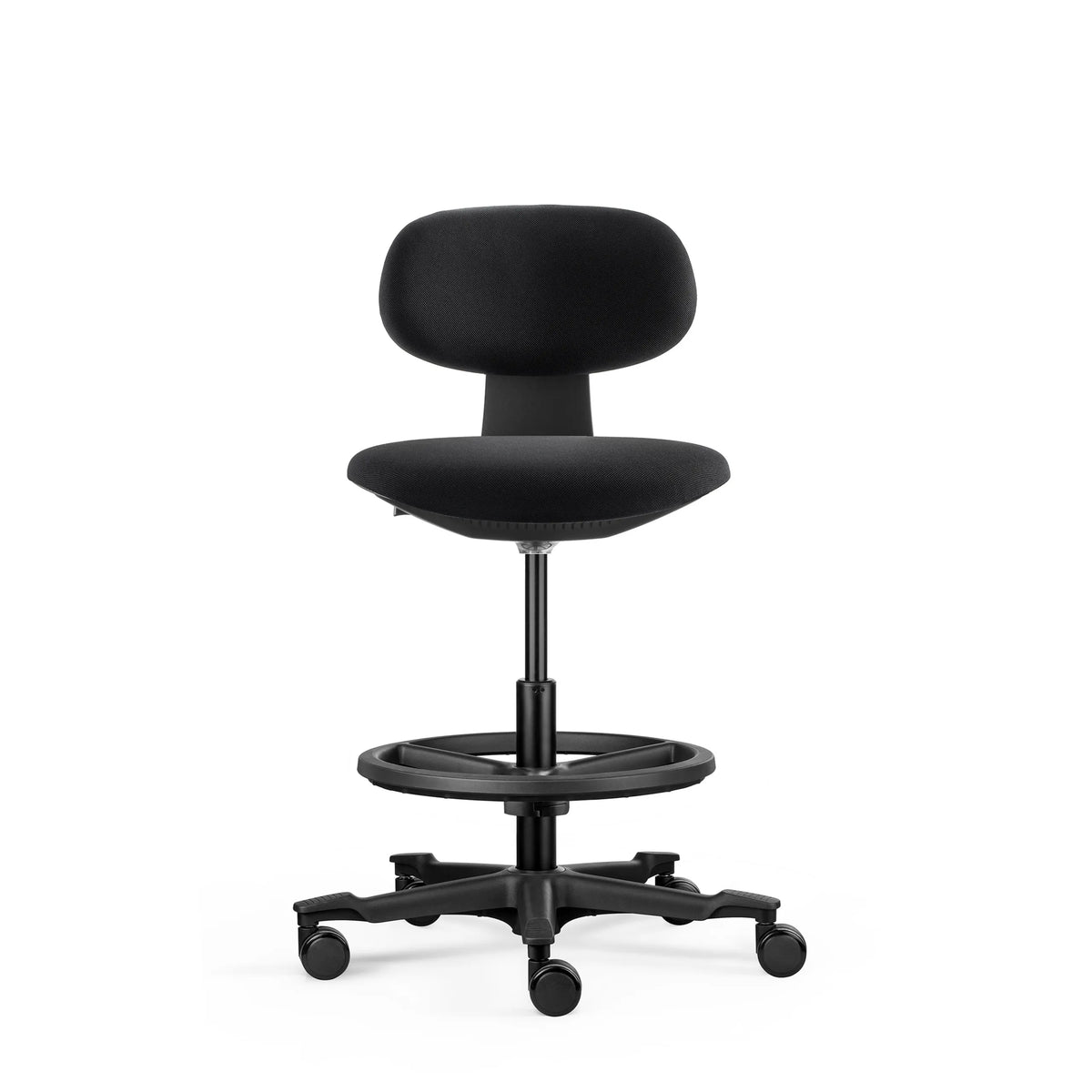 Svart Arbetsstol WORK MF2 med fotring och fem hjul från hjh OFFICE