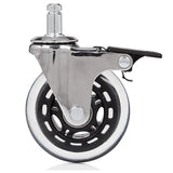 Stol på hjul 5x ROLO SKATE CT 11mm/75mm med låsbroms i silver och transparent för hårda golv från hjh OFFICE