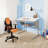 Snurrstol för barn KID GAME AL i svart och orange med hjul och armstöd från hjh OFFICE