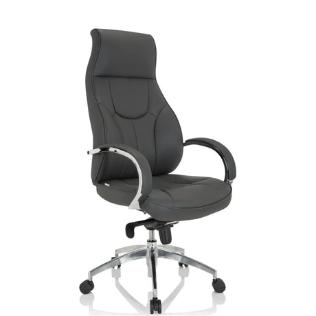 Grå Professionell chefsfåtölj ELEGANCE I med blanka kromarmstöd och stjärnfot från hjh OFFICE