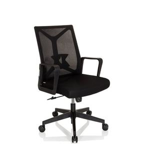 Svart Home Office kontorsstol ENCO med nätryggstöd och armstöd från hjh OFFICE