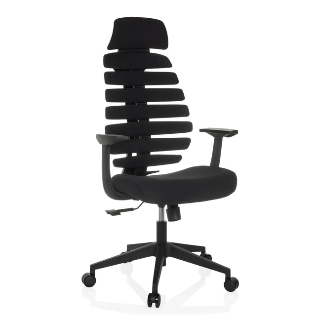 Svart Professionell kontorsstol ERGO LINE ECO med tygbeklädnad, segmenterat ryggstöd och armstöd från hjh OFFICE