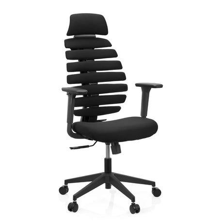 Svart Professionell kontorsstol ERGO LINE ECO med tygbeklädnad, segmenterat ryggstöd och armstöd från hjh OFFICE