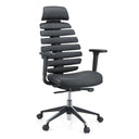 Svart Professionell kontorsstol ERGO LINE II PRO med läderklädsel och segmenterat ryggstöd från hjh OFFICE