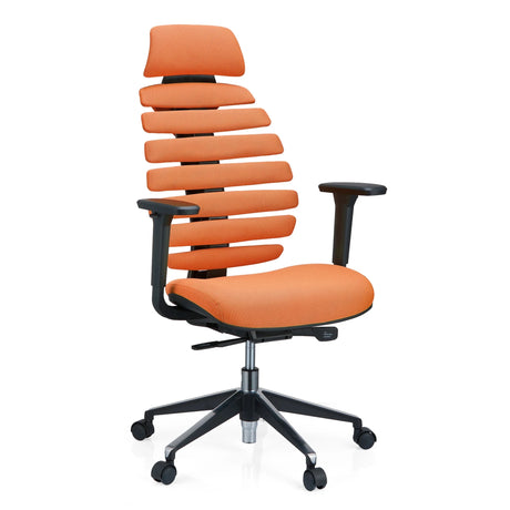 Professionell kontorsstol ERGO LINE II PRO med orange tygbeklädnad och svart fotkors från hjh OFFICE