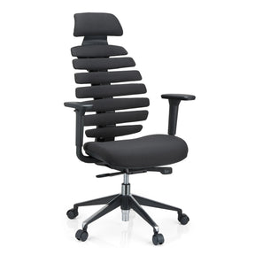Svart Professionell kontorsstol ERGO LINE II PRO med tygbeklädnad och segmenterat ryggstöd från hjh OFFICE
