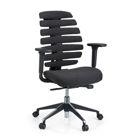 Svart Professionell kontorsstol ERGO LINE II med segmenterat ryggstöd och armstöd från hjh OFFICE