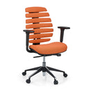 Professionell kontorsstol ERGO LINE II i orange med segmenterat ryggstöd och svarta armstöd från hjh OFFICE