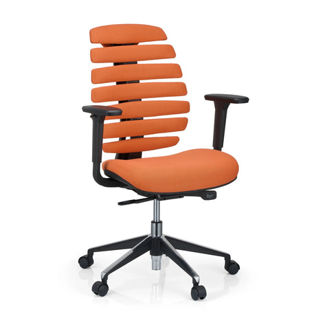 Professionell kontorsstol ERGO LINE II i orange med segmenterat ryggstöd och svarta armstöd från hjh OFFICE