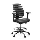 Svart Bardiskstol ERGO LINE II WORK med konstläderklädsel, fotring och hjul från hjh OFFICE