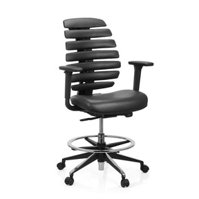 Svart Bardiskstol ERGO LINE II WORK med konstläderklädsel, fotring och hjul från hjh OFFICE