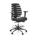 Svart Bardiskstol ERGO LINE II WORK med tygbeklädnad, fotring och hjul från hjh OFFICE