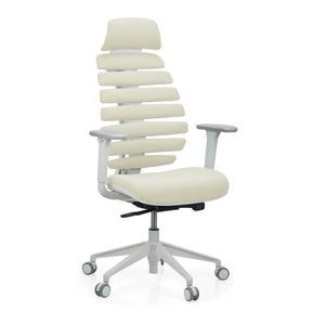 Professionell kontorsstol ERGO LINE W i Salted Caramel med beige tygbeklädnad och vit ram från hjh OFFICE