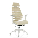 Professionell kontorsstol ERGO LINE W i Salted Caramel med beige tygbeklädnad och vit ram från hjh OFFICE