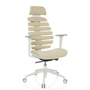 Professionell kontorsstol ERGO LINE W i Salted Caramel med beige tygbeklädnad och vit ram från hjh OFFICE