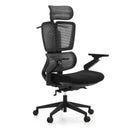 Professionell kontorsstol Ergo U2 Flex3 i svart med nätrygg, nackstöd och justerbara armstöd från hjh OFFICE