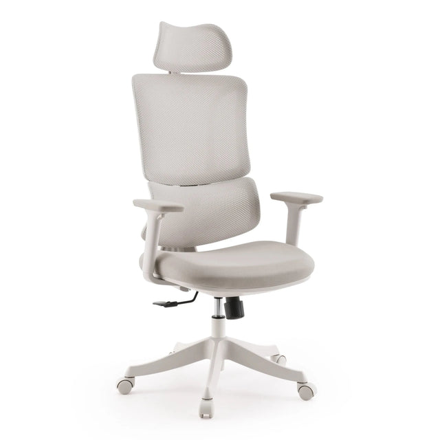 Home Office kontorsstol Ergomy Colore i beige med nätrygg och nackstöd från MyBuero