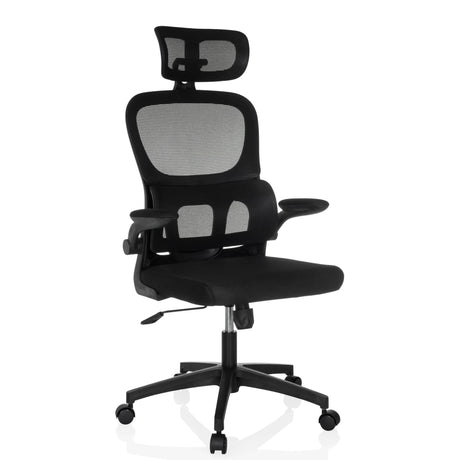 Svart Home Office kontorsstol ERGOMY FLEX med nätryggstöd och nackstöd från MyBuero