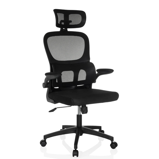 Svart Home Office kontorsstol ERGOMY FLEX med nätryggstöd och nackstöd från MyBuero