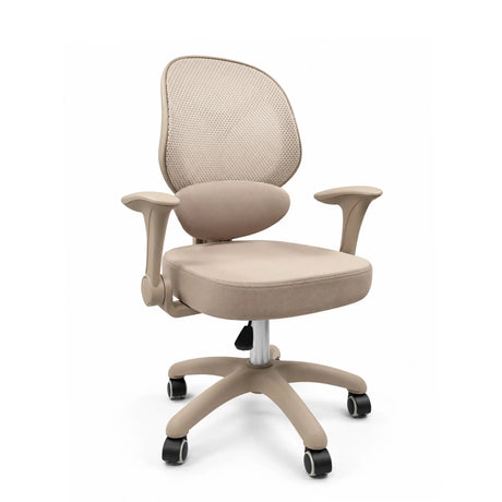 Beige Ergomy Kid snurrstol för barn med nätryggstöd, armstöd och femstjärnig fotkorsbas med hjul från hjh OFFICE