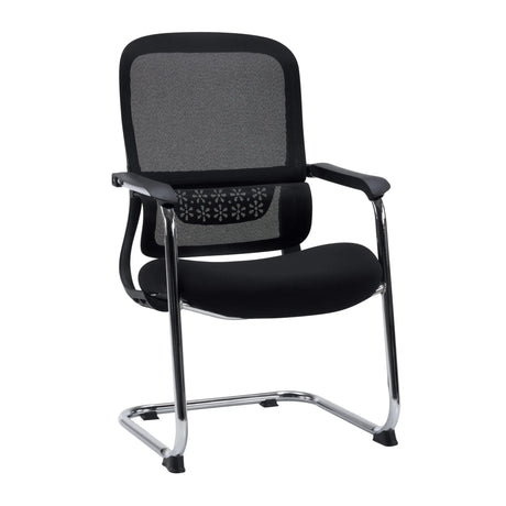 Svart Fjädrande stol Ergomy Meet med nätrygg och kromad medestomme från hjh OFFICE