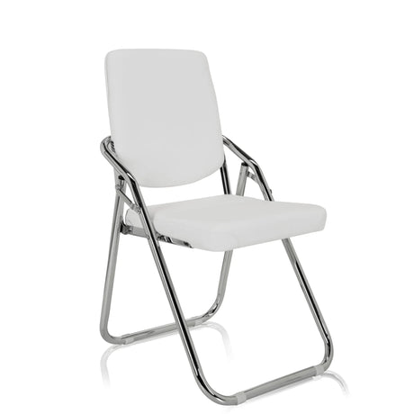 Vit Hopfällbar stol ESTO med konstläderklädsel och kromad ram från hjh OFFICE