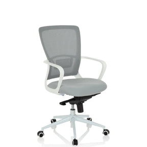 Home Office kontorsstol ESTRIA i grått med nätryggstöd och vit ram från hjh OFFICE
