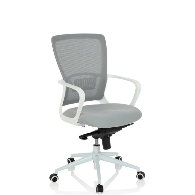 Home Office kontorsstol ESTRIA i grått med nätryggstöd och vit ram från hjh OFFICE