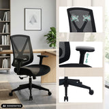 Professionell kontorsstol Mirou i svart med nätrygg, justerbara armstöd och stjärnfot från hjh OFFICE (AI-genererad bild)