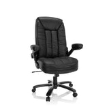 Svart XXL snurrstol INSTRUCTOR III i läder med stjärnfot och fem hjul från hjh OFFICE – 360-gradersvy (framifrån 20°)