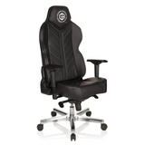 Svart Spelstol GAMEBREAKER COLOSSUS med armstöd och blankt femekrat underrede med hjul från hjh OFFICE – 360-gradersvy (snett framifrån 40°)