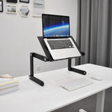 Skrivbordspåbyggnad VM-SA II i svart med en bärbar dator på ett vitt skrivbord från hjh OFFICE