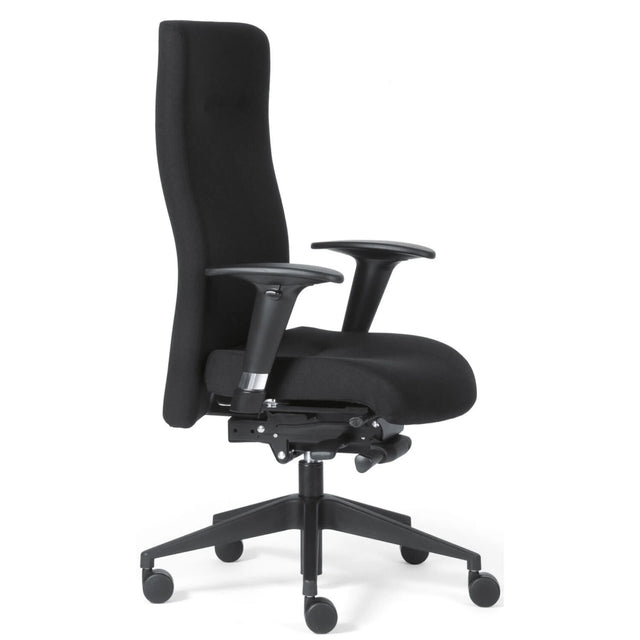 Luxus-Chefsessel ROVO XP mit schwarzem Stoffbezug, Armlehnen und Rollenfußkreuz von Rovo Chair
