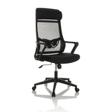 Svart Home Office kontorsstol NEKEO med nätrygg och femhjulig stjärnfot från hjh OFFICE – 360-gradersvy (snett framifrån 30°)