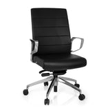 Svart Professionell kontorsstol PROVIDER med quiltad vaddering och femhjulig stjärnfot från hjh OFFICE – 360-gradersvy (framifrån 20°)