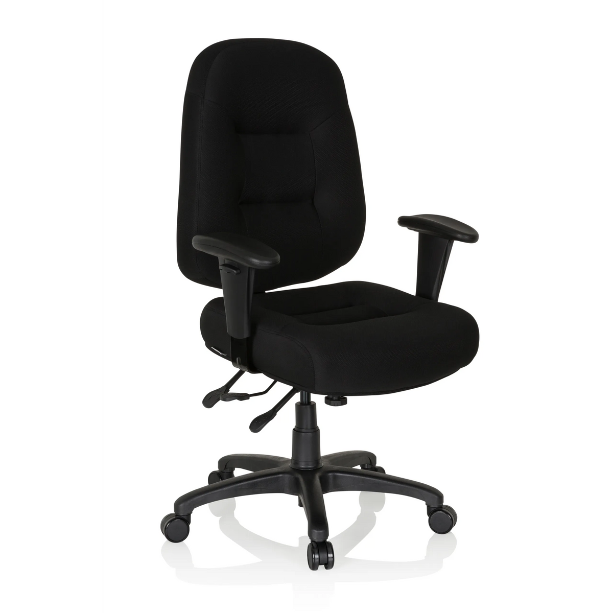 Svart Professionell kontorsstol ZENIT XXL med armstöd och femhjulig fotkorsbas från hjh OFFICE – 360-gradersvy (snett framifrån 40°)