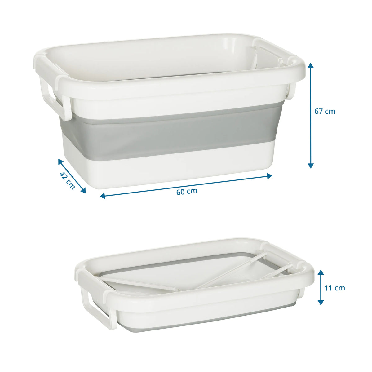 Måttritning av Fällbar behållare CLEAN SILW med 60 x 67 cm i grå-vit från hjh OFFICE