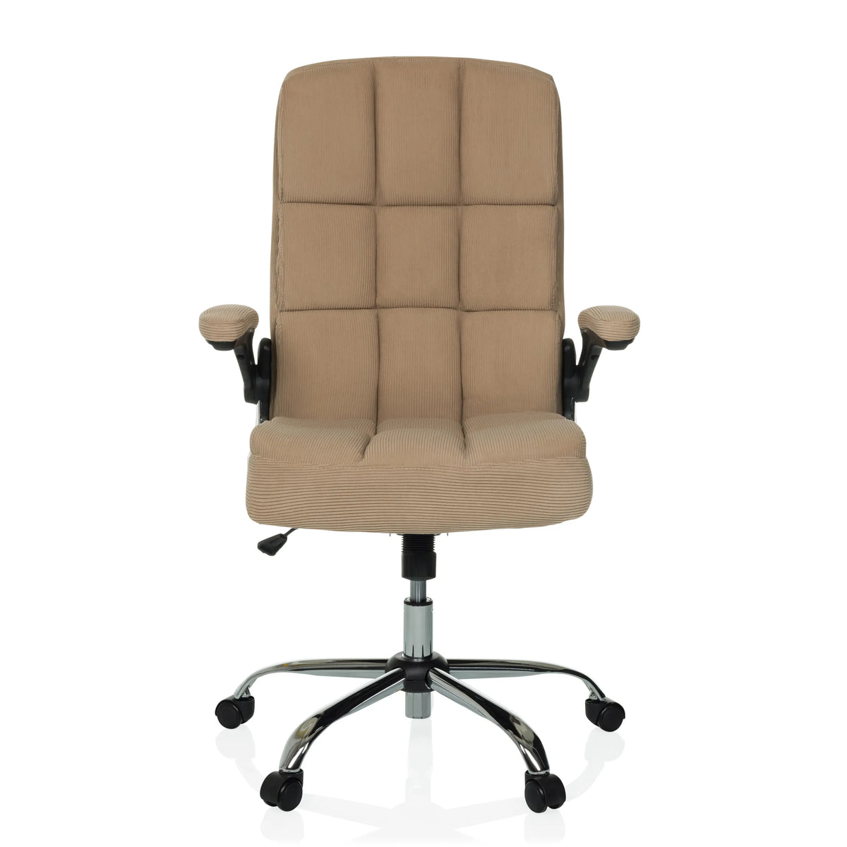 Beige Home Office chefsfåtölj RELAX WD 100 med manchesterklädsel och femhjulig fotkorsbas från MyBuero – 360-gradersvy (framifrån 0°)