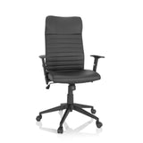 Svart Home Office kontorsstol ARTON 30 med quiltad klädsel och femhjulig fotkorsbas från hjh OFFICE – 360-gradersvy (framifrån 20°)