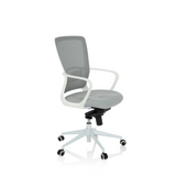 Grå Home Office kontorsstol ESTRIA med nätrygg och femhjulig stjärnfot från hjh OFFICE – 360-gradersvy (snett framifrån 60°)