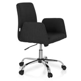 Svart Home Office kontorsstol FLOW med armstöd och blankt femstjärnigt underrede med hjul från hjh OFFICE – 360-gradersvy (snett framifrån 60°)