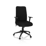 Svart Home Office kontorsstol COSIO I med armstöd och femhjulig fotkorsbas från hjh OFFICE – 360-gradersvy (framifrån 20°)