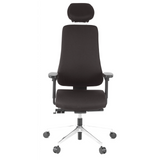 Svart Professionell kontorsstol PRO-TEC 400 med nackstöd, armstöd och femhjulig fotkorsbas från hjh OFFICE – 360-gradersvy (framifrån 0°)