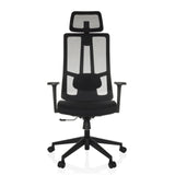 Svart Professionell kontorsstol TRAMORE med nätrygg och femstjärnig fotkorsbas med hjul från hjh OFFICE – 360-gradersvy (framifrån 0°)