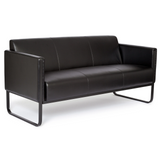 Svart Loungesoffa BALI BLACK som tresitssoffa med armstöd och metallstomme från hjh OFFICE – 360-gradersvy (bakifrån 180°)