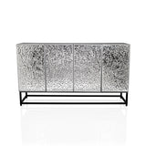 Byrå METALLIO med silverfärgade, strukturerade fronter på ett svart metallstativ från hjh LIVING