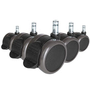 Fünf schwarze Stuhlrollen 5x ROLO STOP 11mm/65mm für Hartböden mit metallischen Bolzen von hjh OFFICE